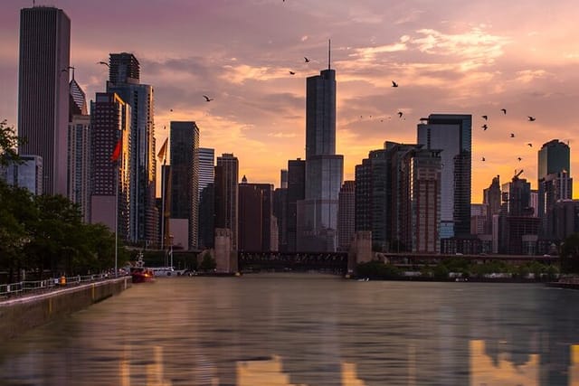 Experience Chicago's magnificent sunset behind the City.